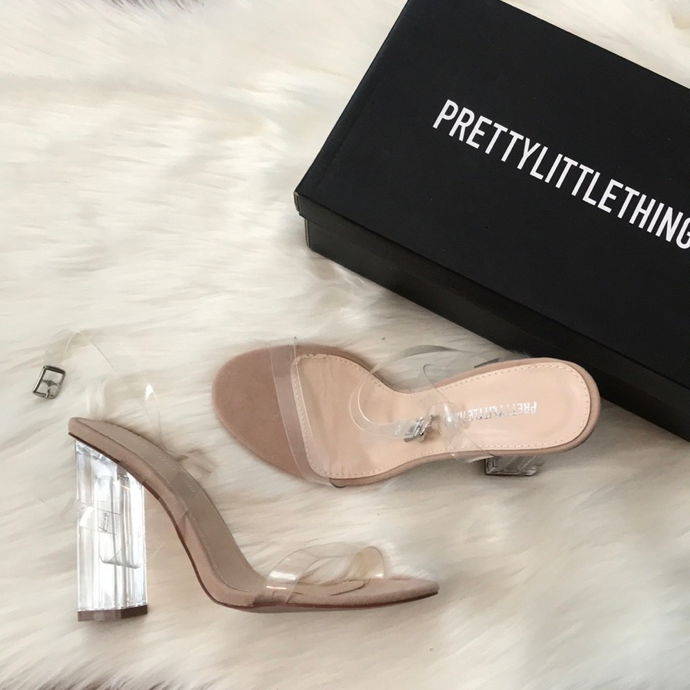 Brand new clear block heel sandal